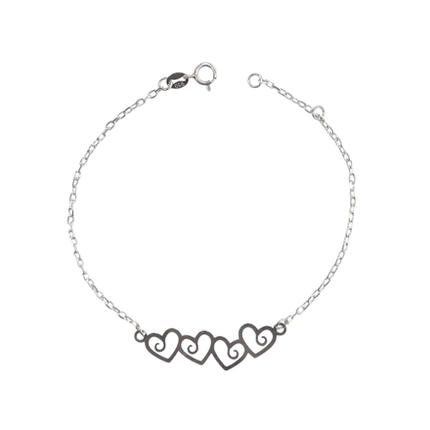 PULSEIRA PB925 CARTIE C/ 4 CORAÇÕES VAZ. A LASER LISO PU108