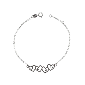 PULSEIRA PB925 CARTIE C/ 4 CORAÇÕES VAZ. A LASER LISO PU108