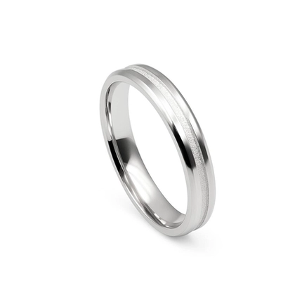 ALIANÇA DE PRATA QUINADA C/ FRISO DIAMANTADO 3,5MM 2259