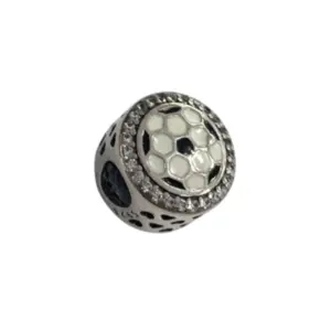 BERLOQUE PRATA 925 SEPARADOR BOLA DE FUTEBOL RESINA BORDA CRAVEJADO 30804