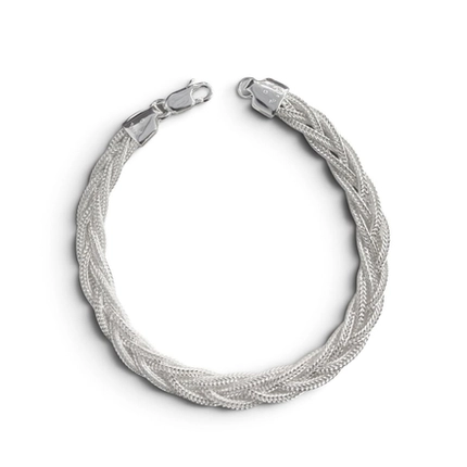 Pulseira P925 Trançada 5 Fios Quadrada  240358