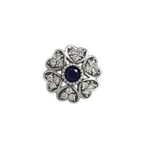 BERLOQUE PRATA 925 SEPARADOR FLOR DE CORAÇÕES CRAVEJADO COM ZIRCÔNIA NO MIOLO 30694