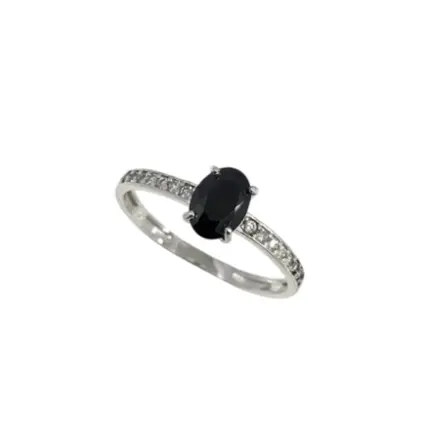 ANEL PB925 solitário z oval 7mm X 5mm aro cravej. 10742