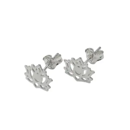 BRINCO PRATA 925 FLOR DE LÓTUS LISO VAZADO BR1174
