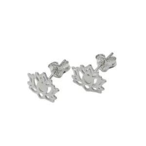 BRINCO PRATA 925 FLOR DE LÓTUS LISO VAZADO BR1174