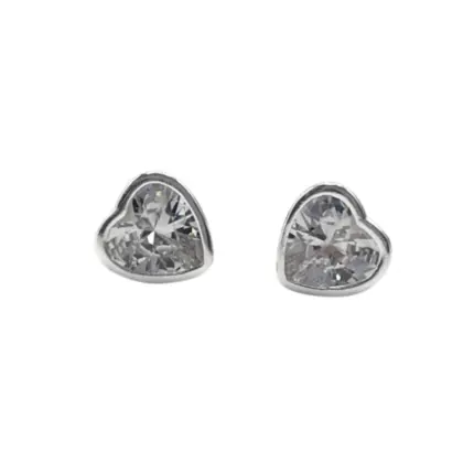 BRINCO PRATA 925 PONTO DE LUZ CORAÇÃO COM BORDA LISA 7MM 5301