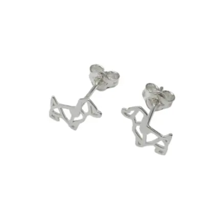 BRINCO PRATA 925 CACHORRO ORIGAMI VAZADO LISO BR1169