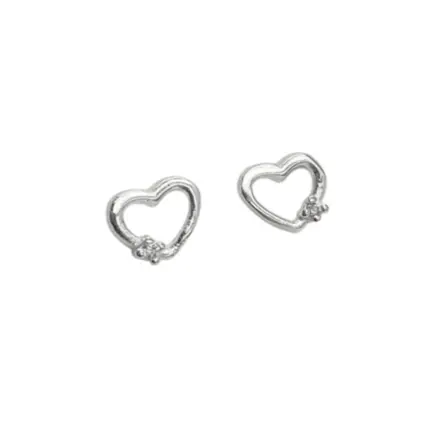 BRINCO PRATA 925 CORAÇÃO LISO COM CRISTAL 7MM 2011