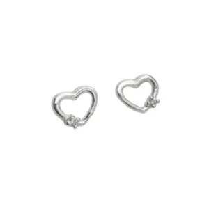 BRINCO PRATA 925 CORAÇÃO LISO COM CRISTAL 7MM 2011