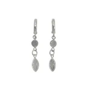 BRINCO PRATA 925 ARGOLA LISA COM ZIRCONIA NAVETE E REDONDA 5307