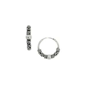 BRINCO ARGOLA PRATA 925 BALI 1BOLINHA E 2ASPIRAL 16MM B