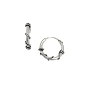 BRINCO PRATA 925 ARGOLA BALI P 12MM CORDA