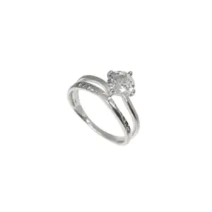 ANEL PB925 SOLITÁRIO 6MM 4 GARRAS ARO DUPLO LISO E CRAV. 10998