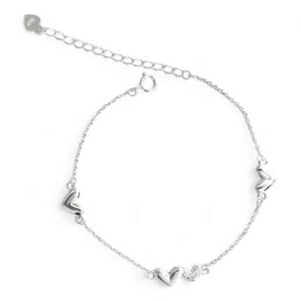 PULSEIRA PB925 3 CORAÇÕES LISOS E CORAÇÃO CRAVEJADO 5-01160C