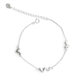 PULSEIRA PB925 3 CORAÇÕES LISOS E CORAÇÃO CRAVEJADO 5-01160C