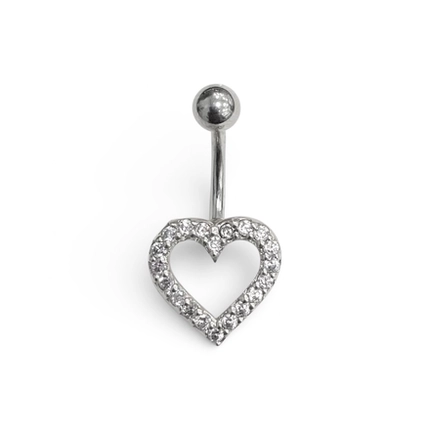 PIERCING PB 925 UMBIGO H. AÇO CORACÃO CRAVEJADO VAZ