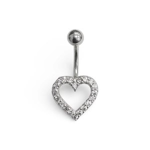PIERCING PB 925 UMBIGO H. AÇO CORACÃO CRAVEJADO VAZ