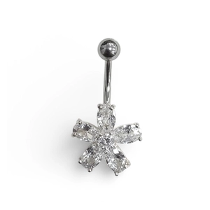 PIERCING PB 925 UMBIGO H. AÇO FLOR COM ZIRCONÔNIAS OVAL