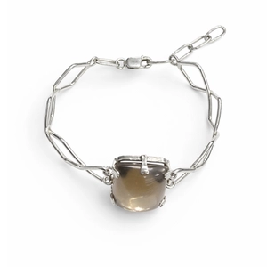 BRACELETE P925 C/PEDRA CRISTAL RUTILADO VZ 14X20MM