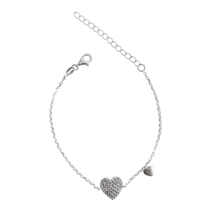PULSEIRA PB925 CORAÇÃO CRAVEJADO 10MM C/ CORAÇÃO LISO PEND MM 50715