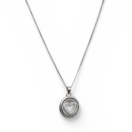 GARGANTILHA PR925 MEDALHA COM CORAÇÃO CRAV VAZ. SISTER 11577